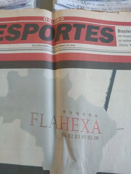 CADERNO DE ESPORTES JORNAL O GLOBO FLAMENGO HEXACAMPEÃO BRASILEIRO.  - Foto 2