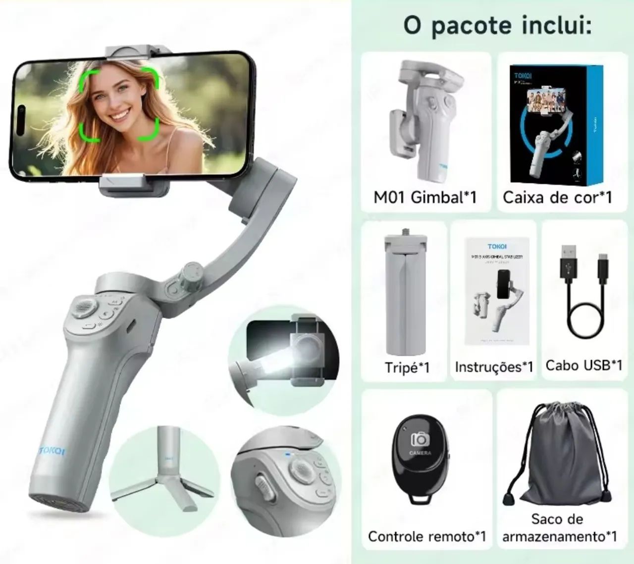 Gimbal TOKQI M01 Estabilizador 3 Eixos - Foto 2
