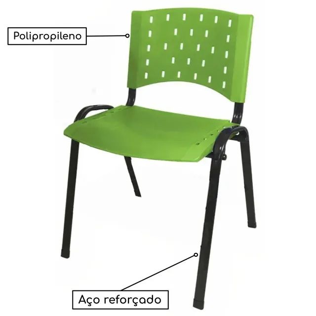 Cadeira Plástica 4 Pés Verde Polipropileno Resistente Empilhável Conforto Modelo 31203