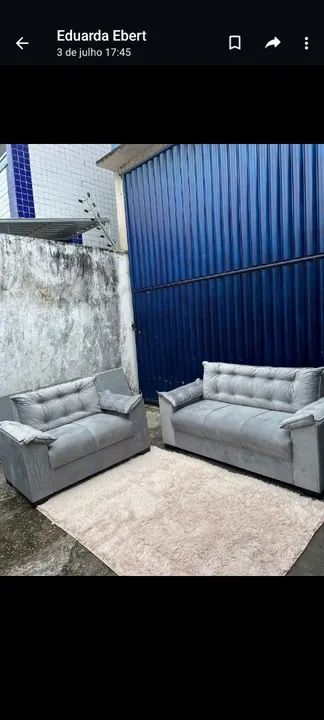 Sofá 2 lugares e 3 lugares em Suede Marrom - Foto 3