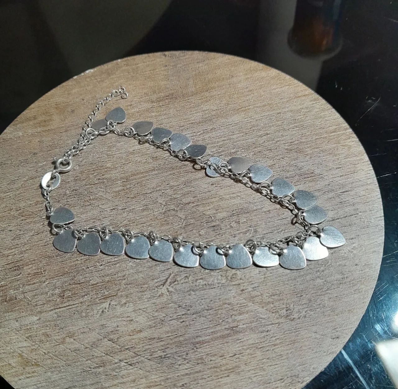 Pulseira Feminina Prata 925 Corações Pendentes com Extensor - Foto 3