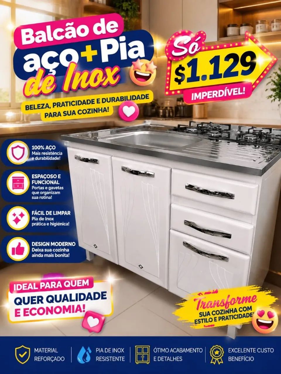 Balcão e pia  - Foto 2