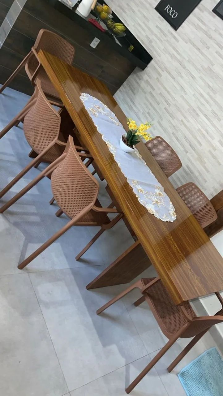 Mesa pedra de ardósia pintada 