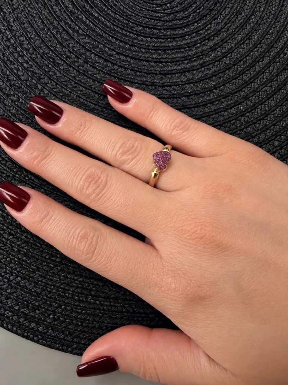 Anel ouro 18k com rubis coração  - Foto 2