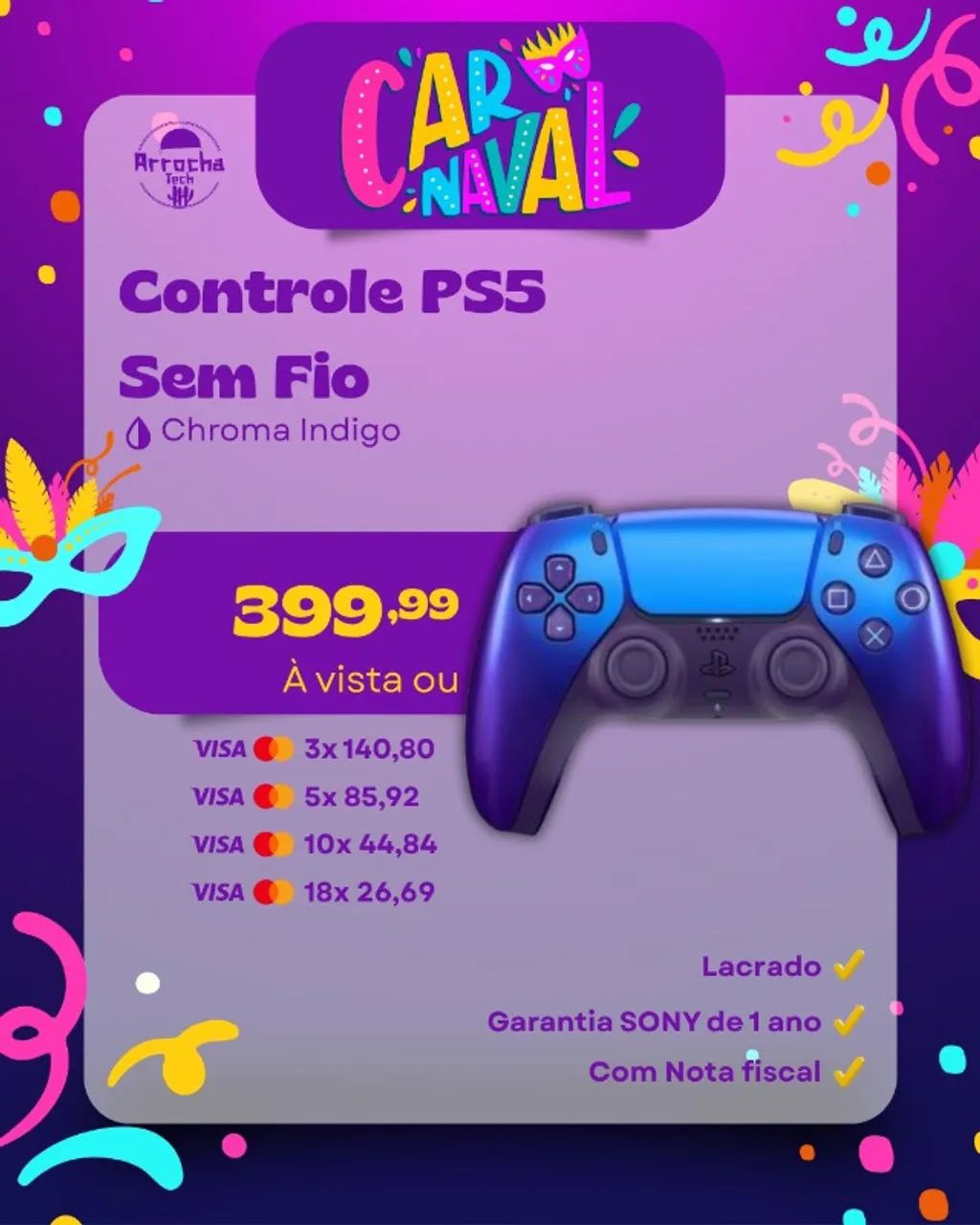 Controle PS5 Chroma Indigo (Azul) - Lacrado