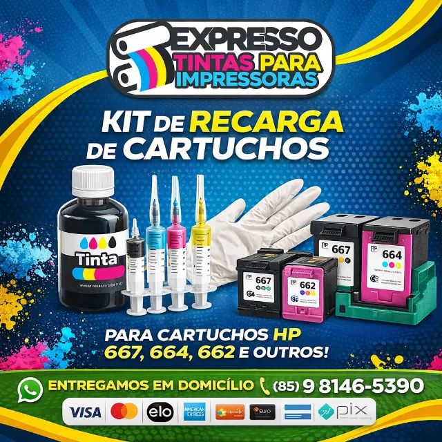 Kit De Recarga De Cartuchos HP. Recarregue Em Casa, Fácil, Rápido e Barato. Entregamos