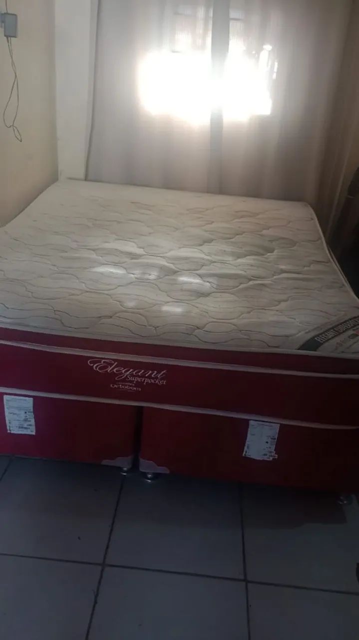 Cama Queen box + colchão Ortobom 600 reais. - Foto 2