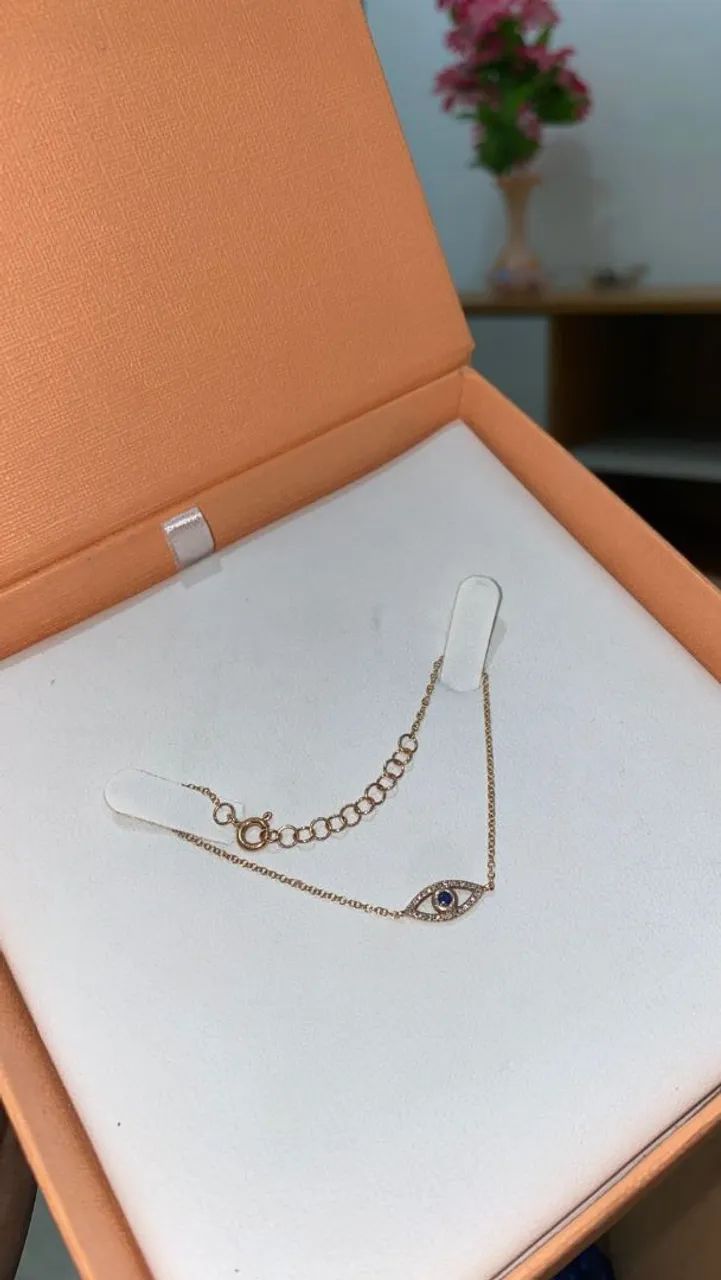 Pulseira de ouro 14k olho grego 