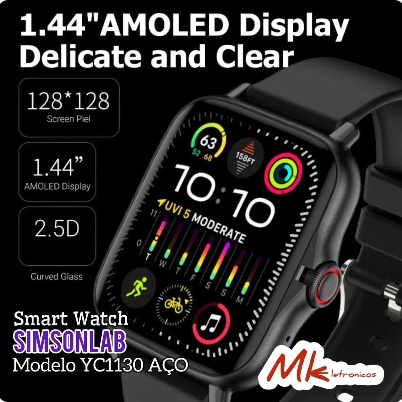 Smartwatch SIMSONLAB Pulseira SILICONE e AÇO  - Foto 5