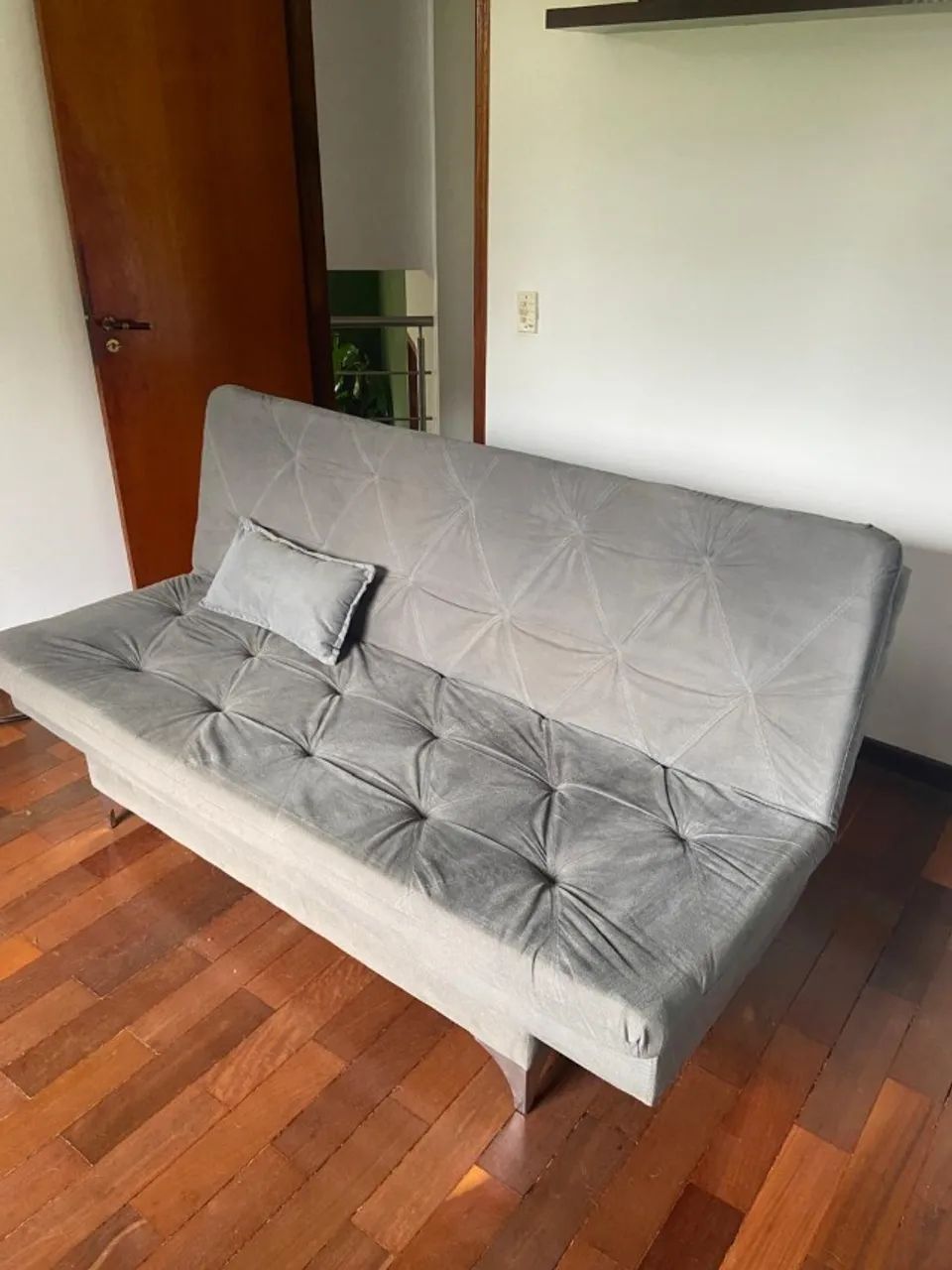 Sofá Cama Cinza Claro Neutro 