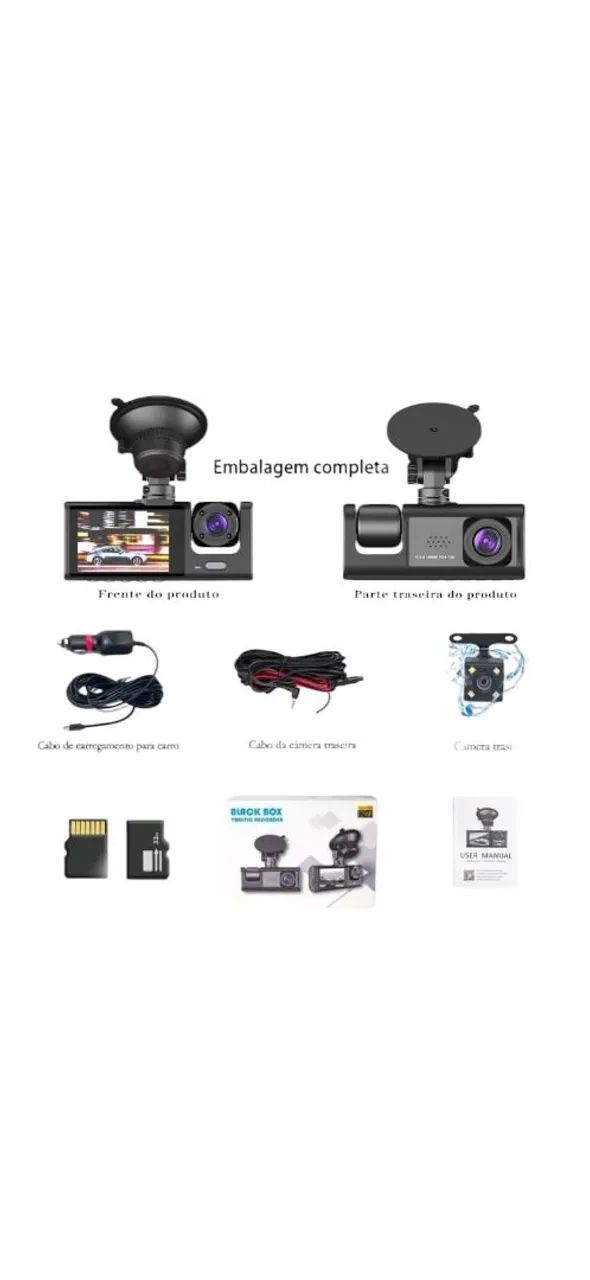 CÂMERA VEICULAR HD 3 CANAIS COM SD 32G - Foto 4