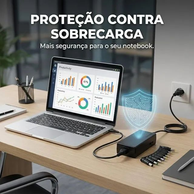 Fonte Notebook Universal Adaptador com 9 Pinos Conectores Portátil Bivolt - Foto 4