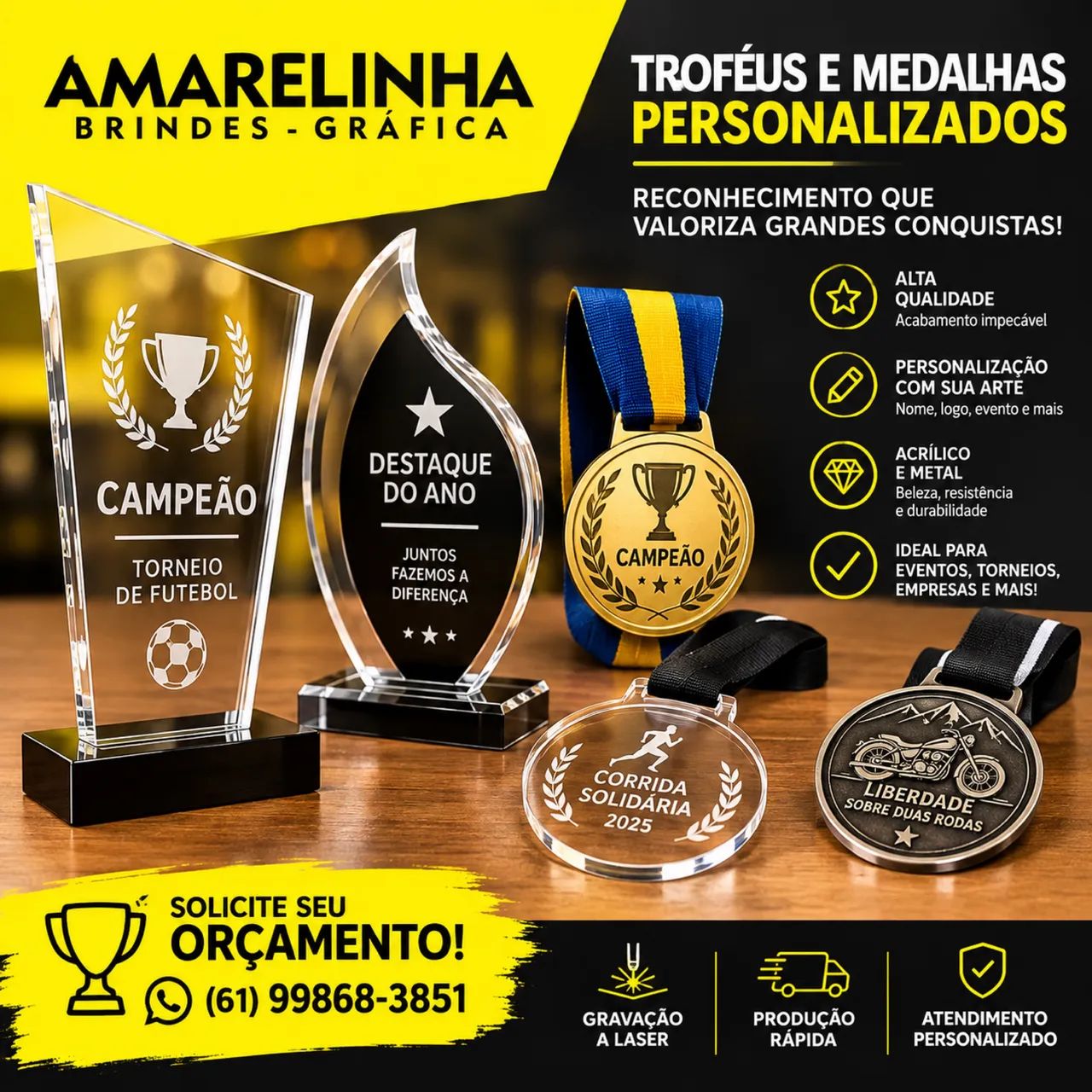 TROFÉU E MEDALHA PERSONALIZADO