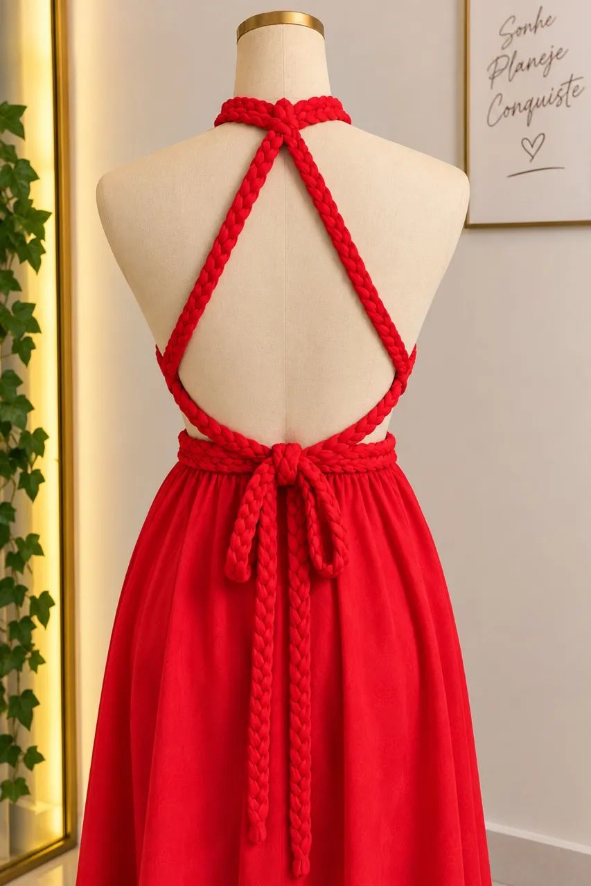 VESTIDO VERMELHO ELEGANTE  - Foto 2