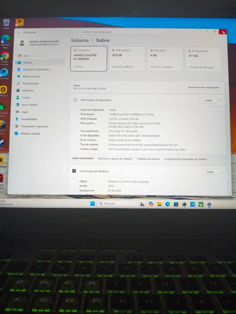 Notebook Asus Rog Strix G16 - Foto 5
