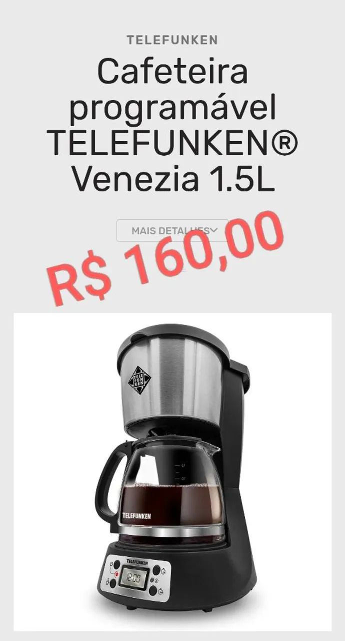 Cafeteira Veneza, automatica, com programador de café 