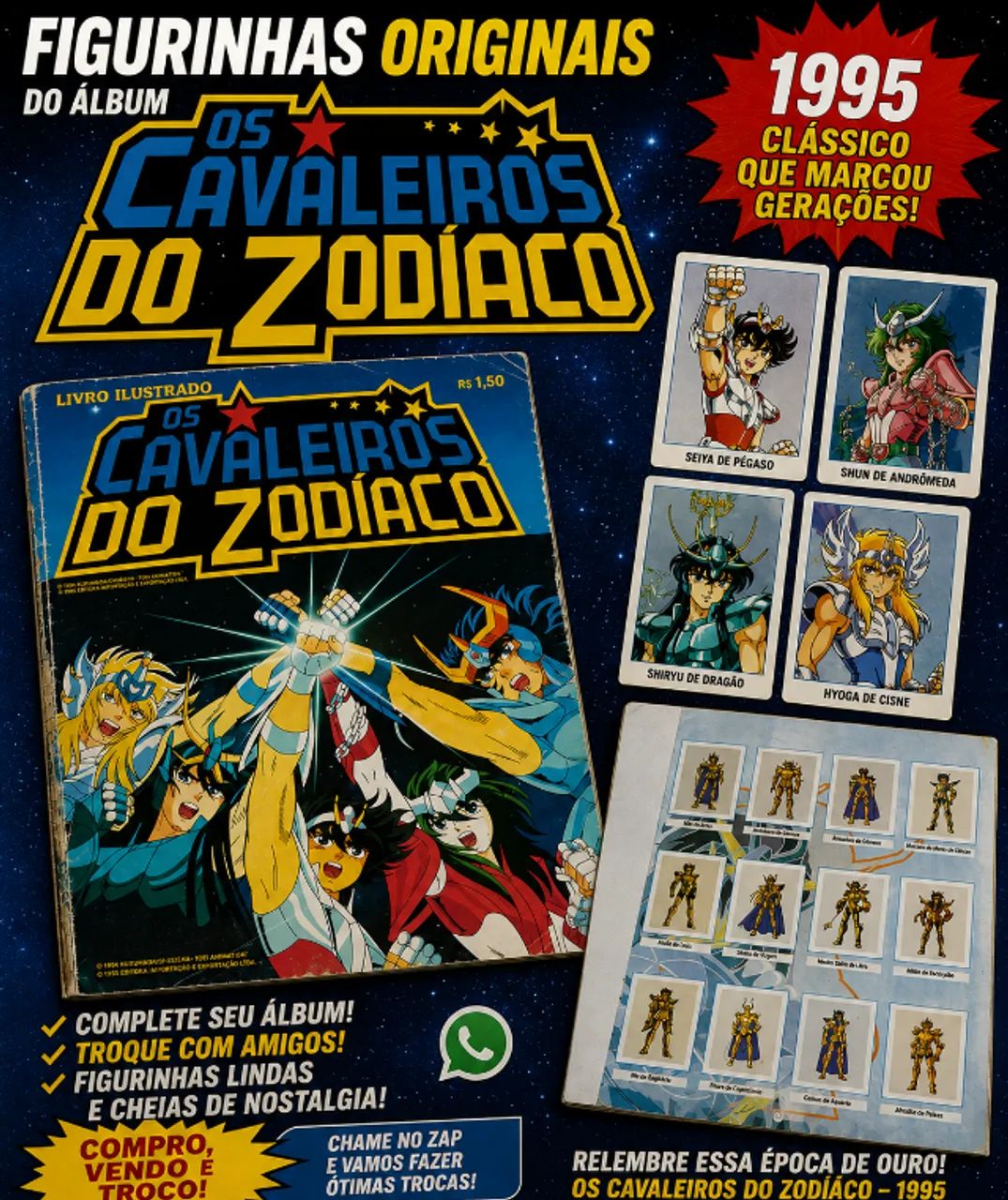 Figurinhas Cavaleiros do Zodíaco 1995