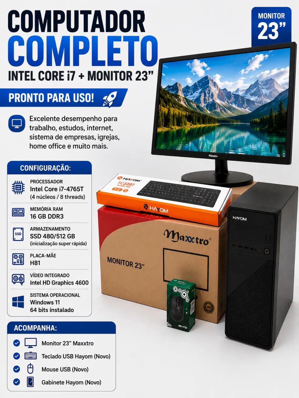 computador completo pronto pra uso  - Foto 3