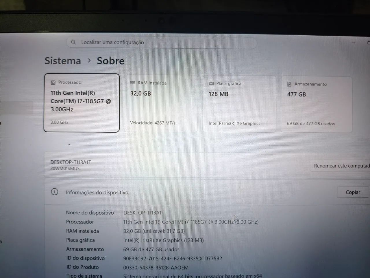 Notebook  i7 11° 32gb tela touch - Foto 3