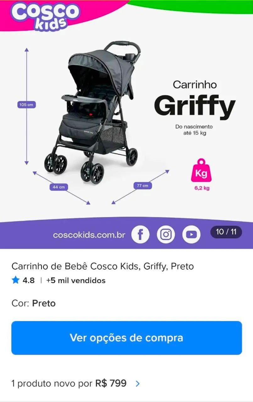 Carrinho de Bebê Cosco - Foto 5