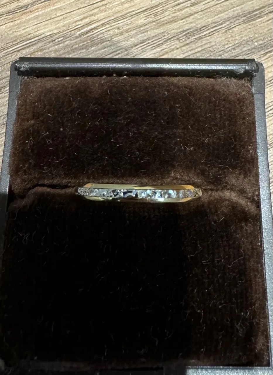 anel ouro 18k 750 amarelo e branco 22 - Foto 2