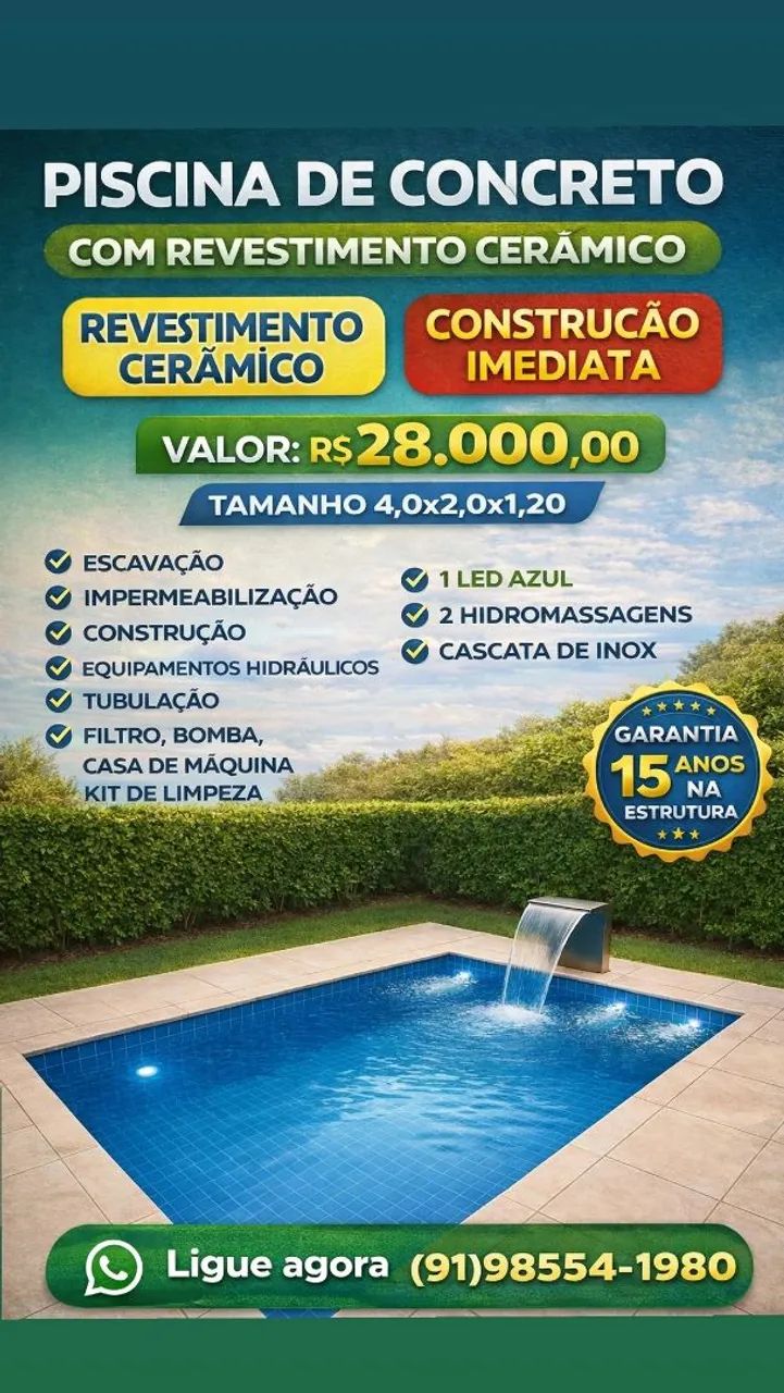 Piscina de concreto 4,0x2,0x1,20