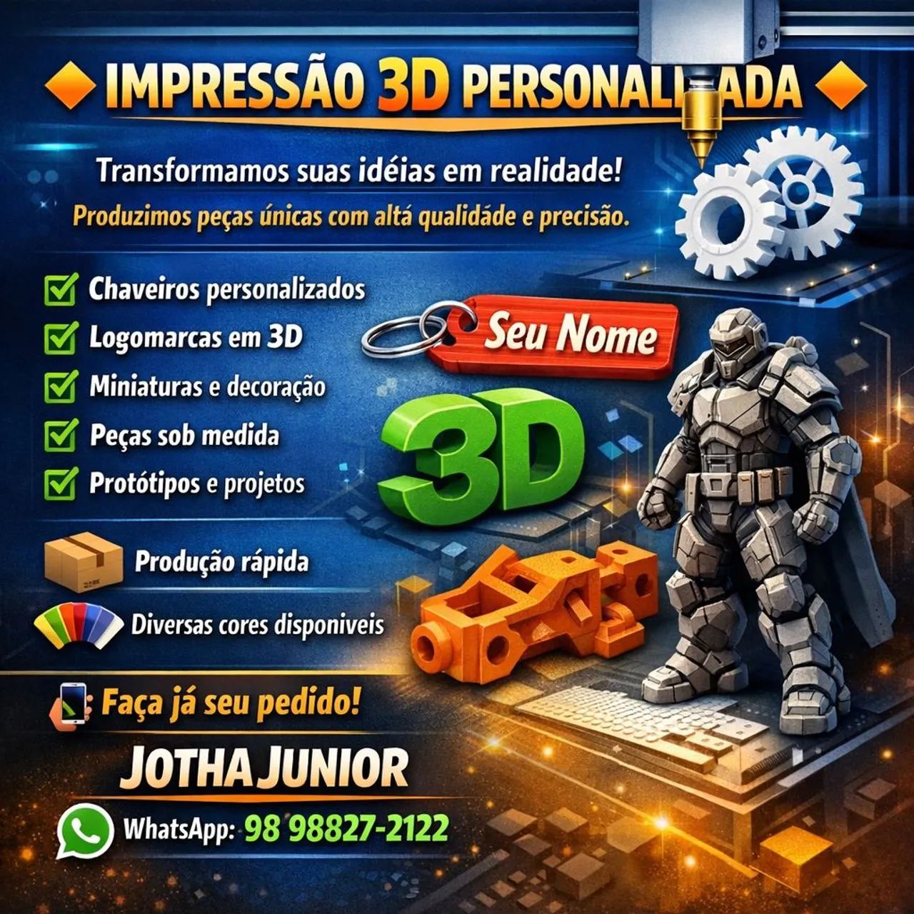 Impressão 3D de Alta Qualidade - Peças Personalizadas e Reposição