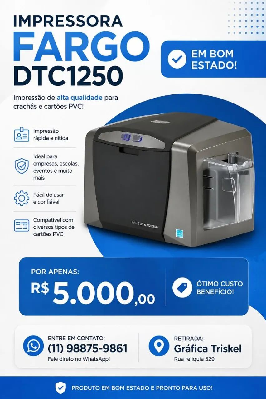 Impressora de cartão PVC