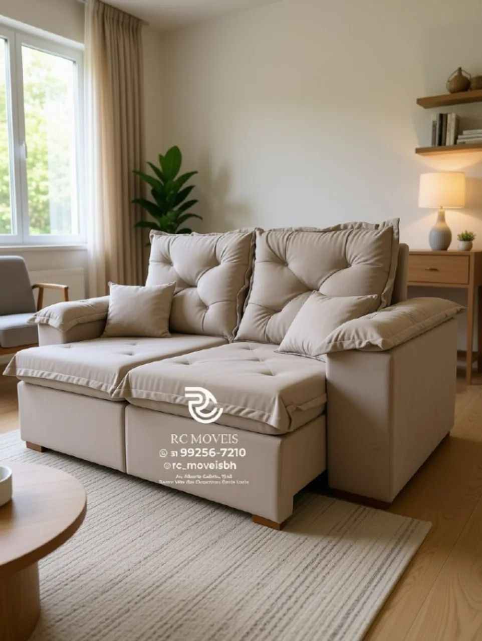 Sofá Retrátil Reclinável 2m Veludo Marrom Pillow 16cm