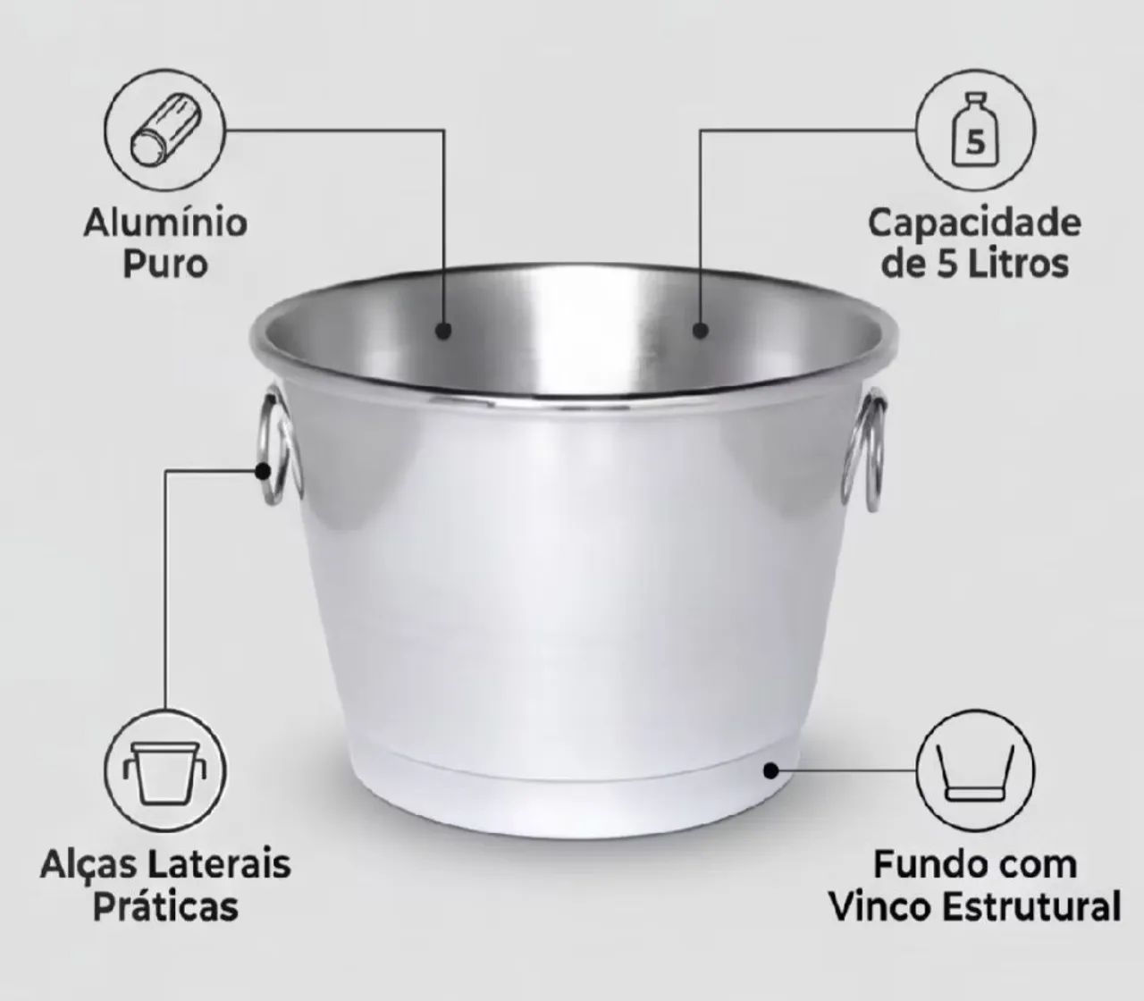 Balde de aluminio 5l - Foto 3