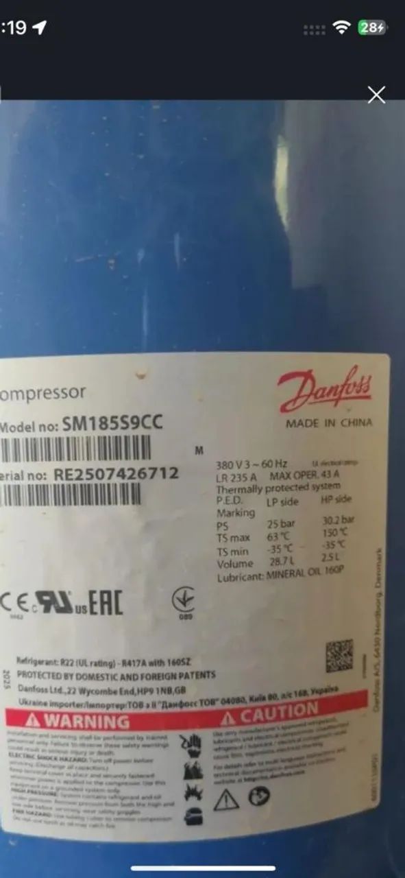 Compressor Scroll danfoss 15TR