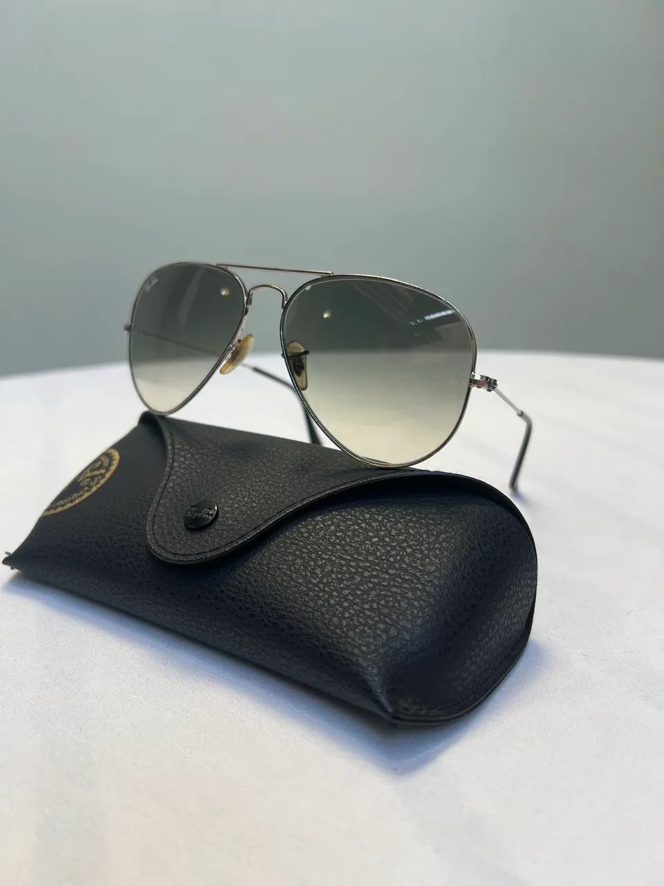 Óculos de Sol Ray-Ban Aviator Large Prata Lente Verde (Original) - Tam 62