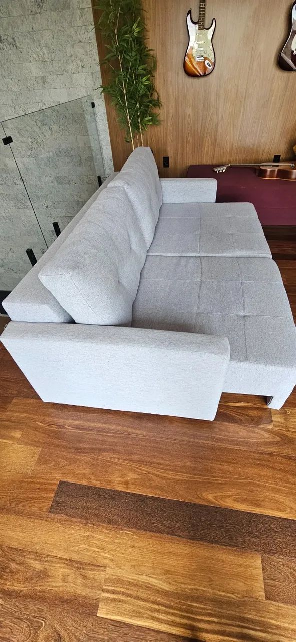 Sofá retrátil linho cinza 2,10mt - Foto 3