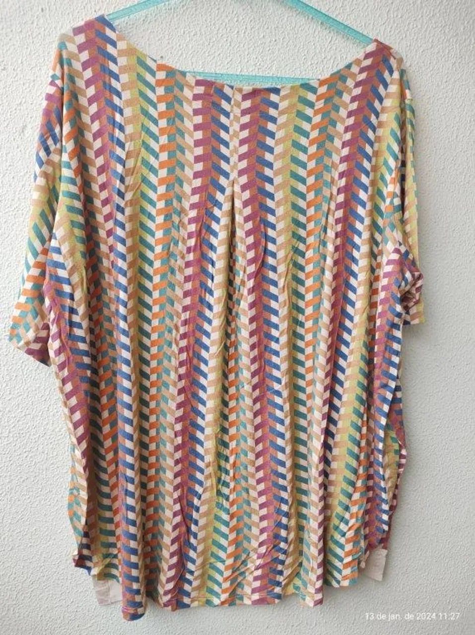 blusa estampada plus size manga curta tamanho G - Foto 3