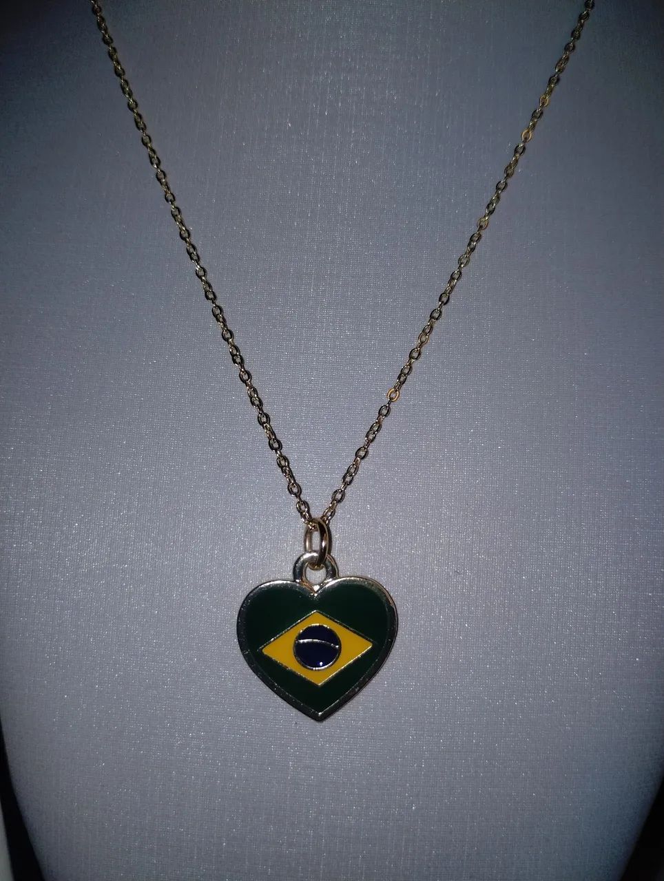 Conjunto de colar e brinco bandeira do Brasil folheado - Foto 2