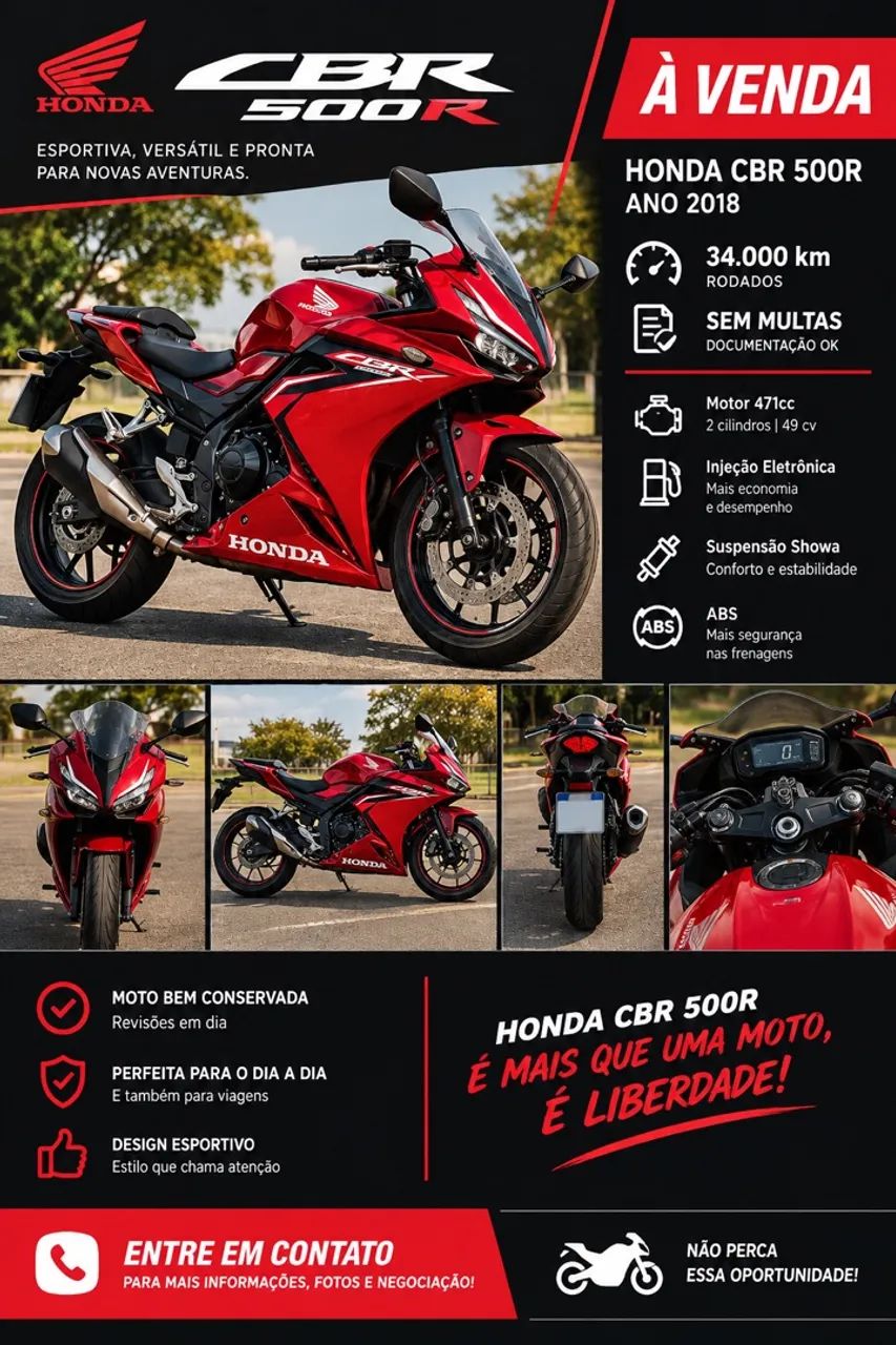 VENDO CBR 500 -  SEM MULTAS - Foto 4