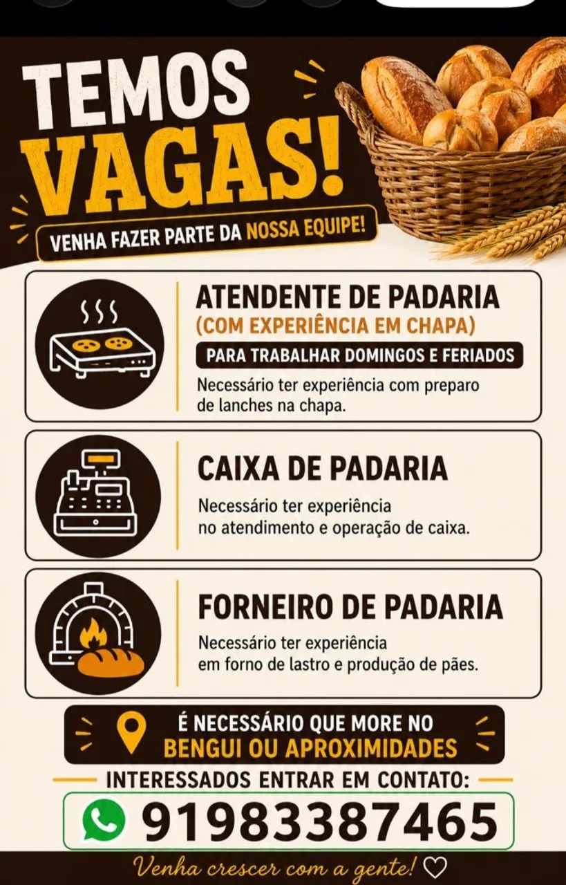 Vagas padaria 