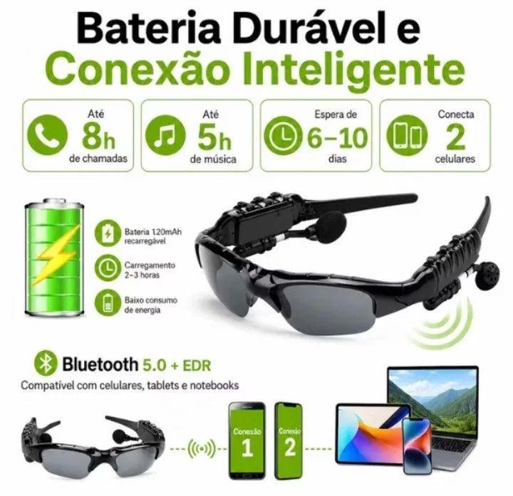ÓCULOS BLUETOOTH COM FONE ( NOVO EM ESTOQUE) - Foto 4