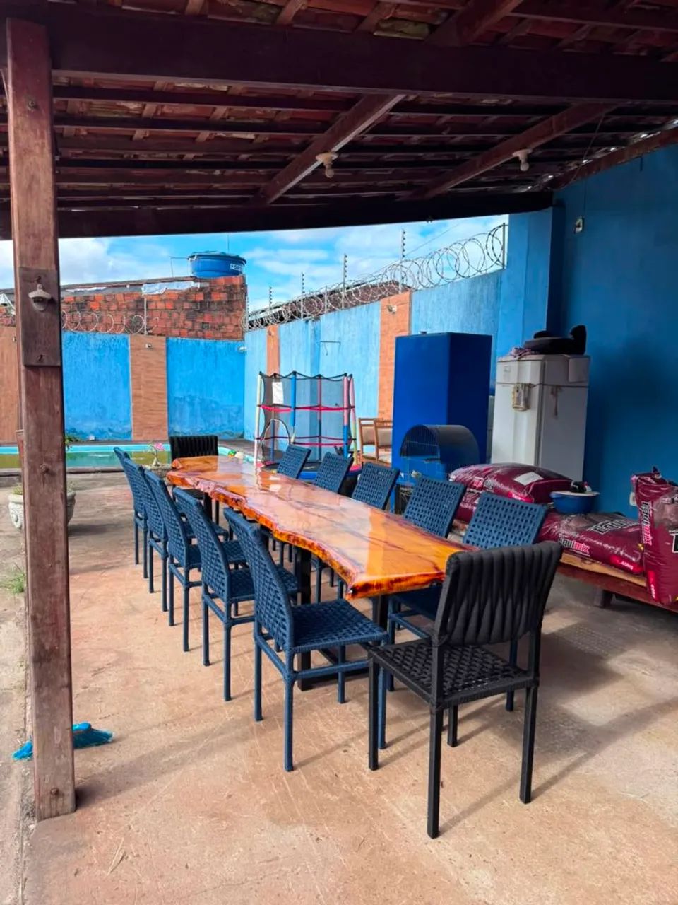Mesa de jaqueira com pé metálico com cadeira de tricô *17 - Foto 2