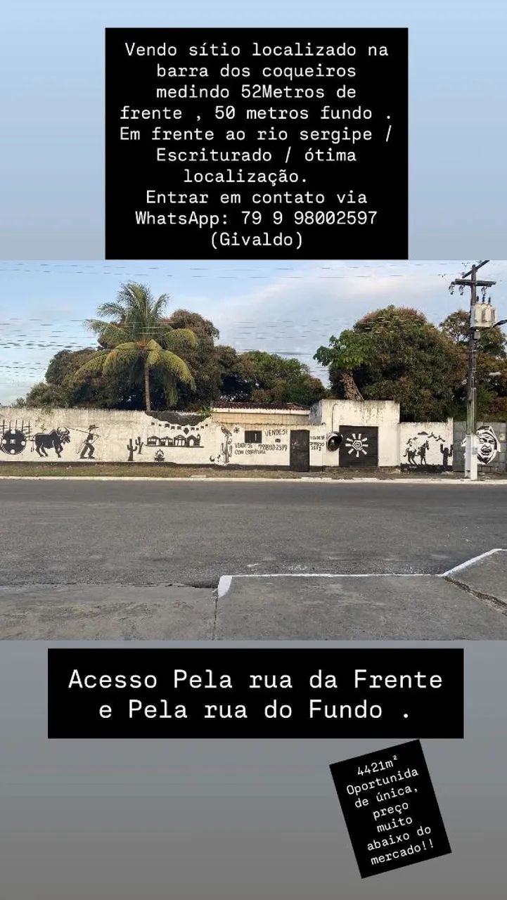 Sítio (Terreno) em frente ao Rio Sergipe