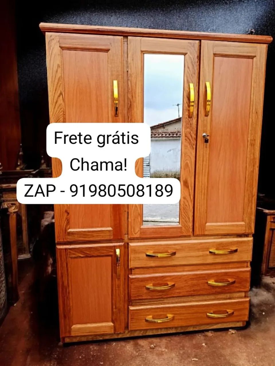 Guarda roupa de solteiro 3 portas com espelho NOVO! - Foto 4