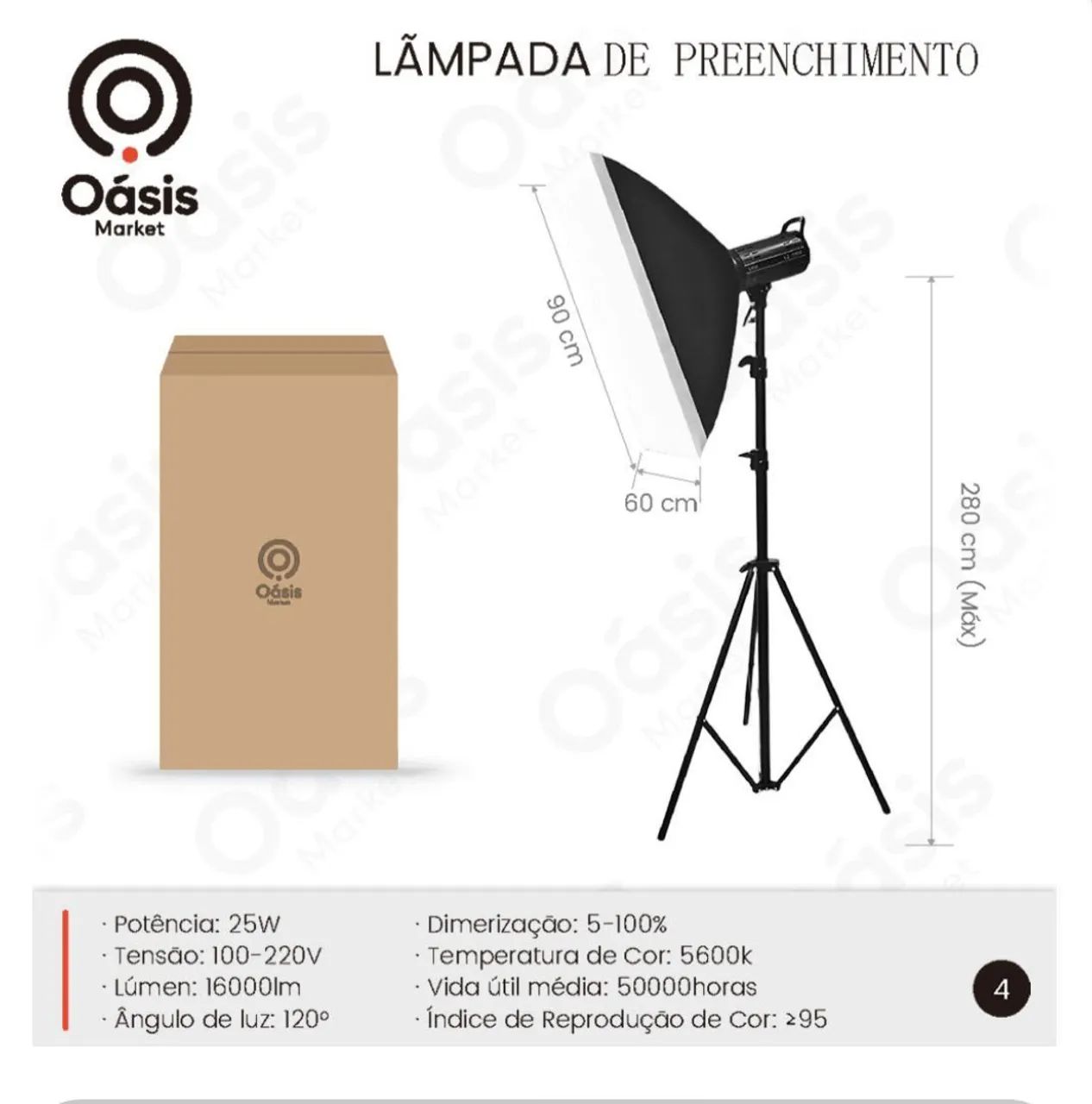 Luminária sofbox de estúdio 