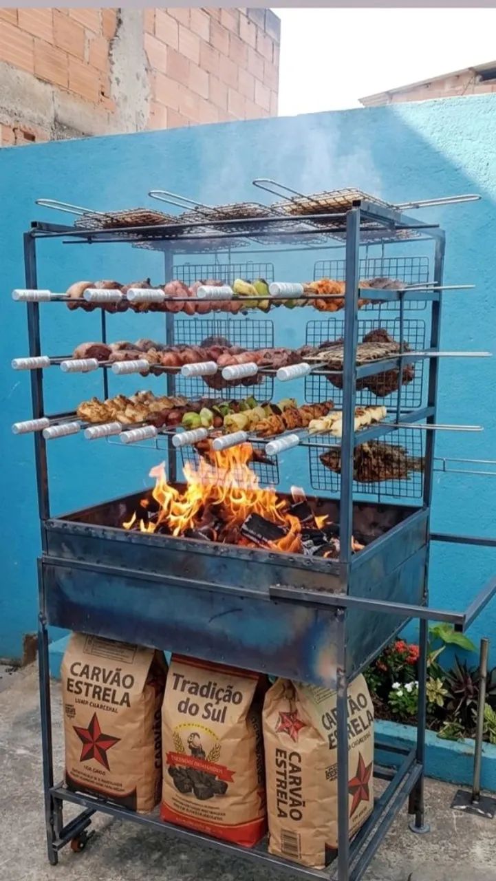 Churrasqueira em aço carbono totalmente desmontável 