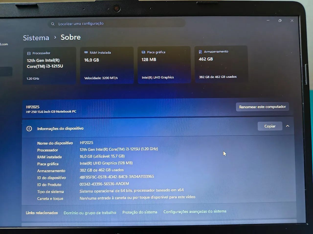 Notebook HP 250 G9 i3 12ª Geração 16GB RAM + 2 SSDs - Foto 2