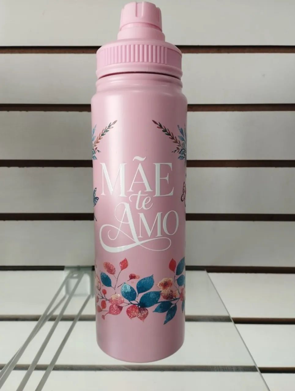? Garrafa Squeeze 750ml Rosa ?Mãe Te Amo? - Prática, Linda e Funcional! ?