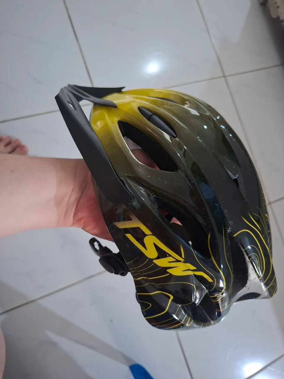 Capacete TSW Raptor Ill Com Luz LED e Viseira Removível, Amarelo G