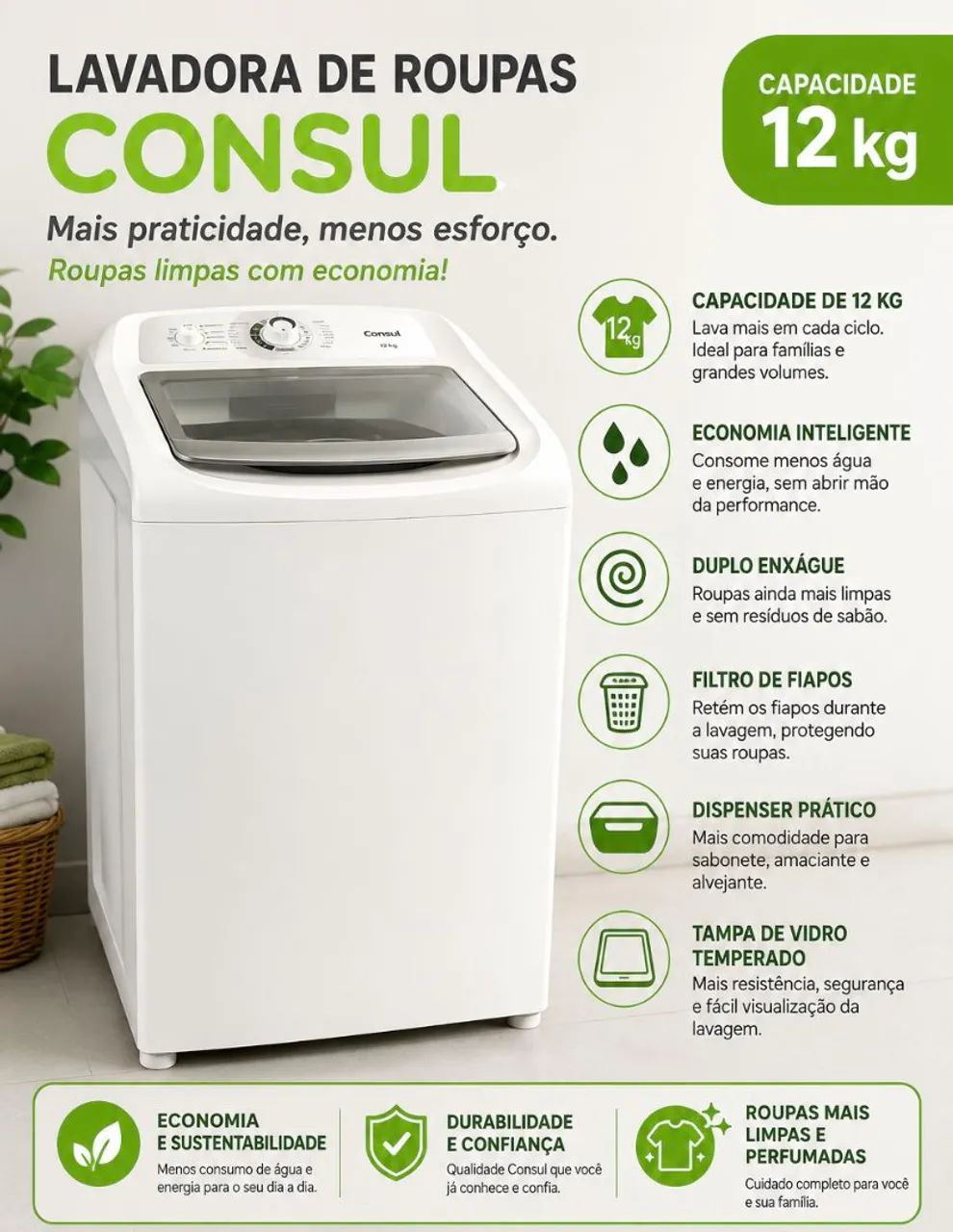 Lavadora de Roupas Consul 12 kg