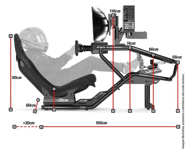 Cockpit Extreme Simracing Suporte Para Volante Estação Completa Fórmula 1 Fx1 - Foto 6