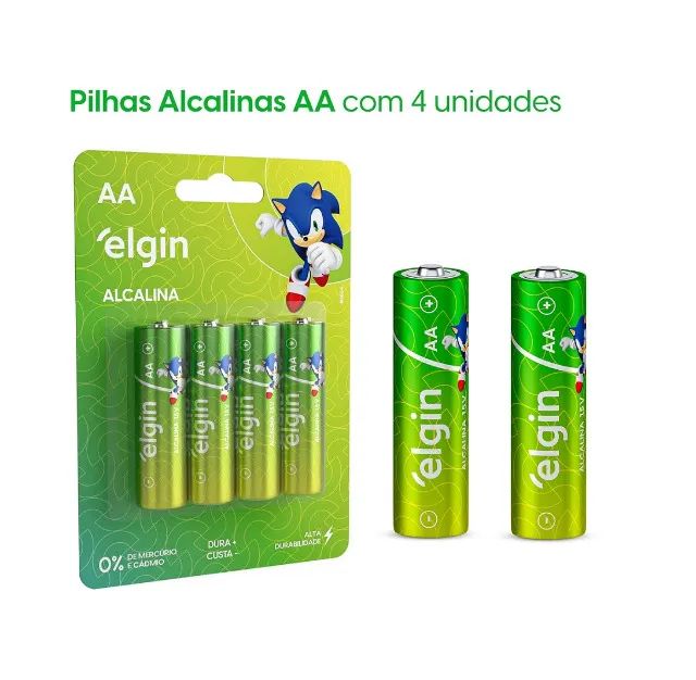 Kit 4 Pilhas AA Alcalinas Elgin