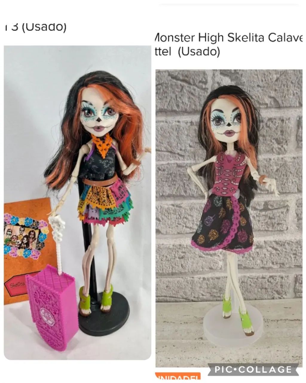Boneca Skelética 2 modelos Monsters
